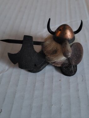 Vintage Danish Mid-Century Modern Viking With Axe and Helmet